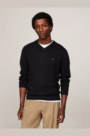 Tommy Hilfiger Organic Pima Cotton Cashmere V-Neck Black SweaterS