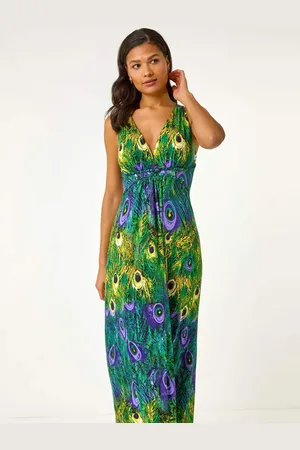 Roman Peacock Printed Maxi Dress38