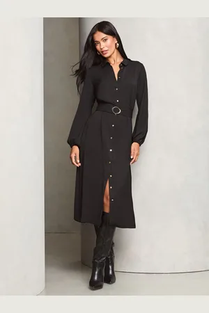 Lipsy London Midi Long Sleeve Button Through Shirt Dress46