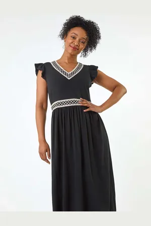 Roman Petite Crochet Trim Midi Dress36