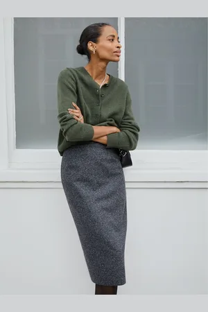 Baukjen Grey Eliza Wool Blend Tailored Pencil Skirt42