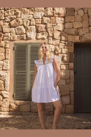 Next Frill Detail Lace Insert Mini Dress with Linen42