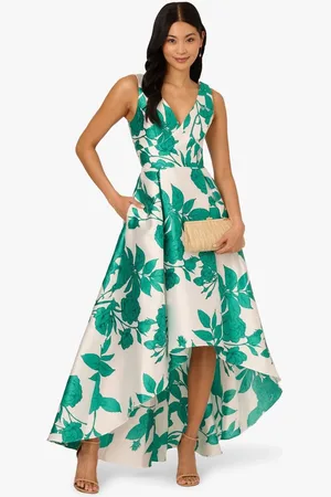 Adrianna Papell High Low Print Mikado White Dress34