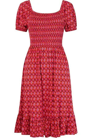 Joe Browns Geo Print Shirred Waist Cap Sleeve Jersey DressEU 36 (UK 8)