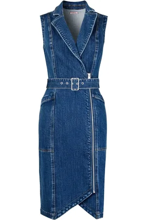Joe Browns Asymmetric Zip Belted Sleeveless Denim DressEU 42 (UK 14)