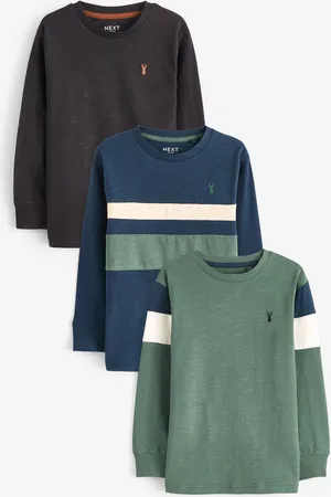 Next Kleurenblok van 100% katoenen T-shirts met lange mouwen set van 3 (3