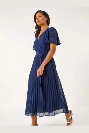 Roman Lace Detail Wrap Midi Dress40