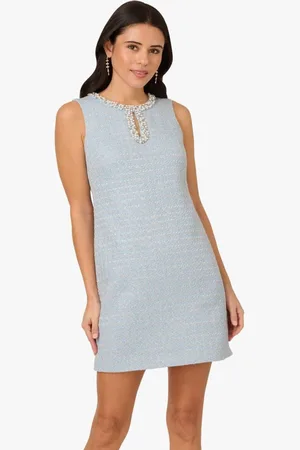 Adrianna Papell Blue Embellished Boucle Shift Dress40