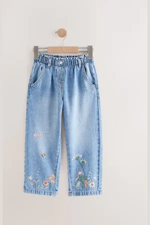 Next Floral Print Embroidered 100% Cotton Jeans (3mths-7yrs)6
