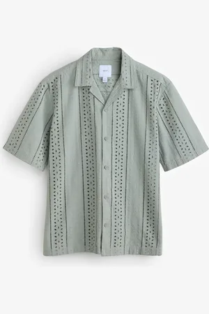 Next Overhemd van 100% katoen met korte mouwen en broderie en textuur2X-Large