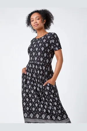 Roman Petite Border Print Stretch Midi Dress36