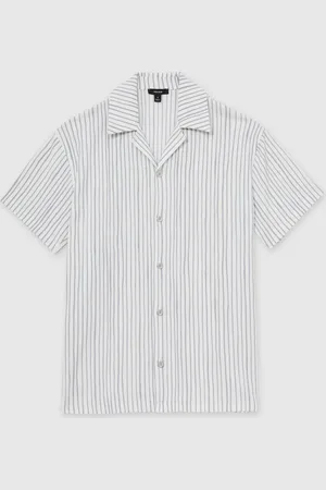 Reiss Max Textured Stripe Cuban Collar Shirtmedium