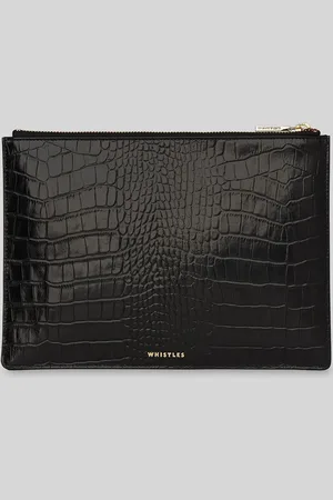 Whistles Medium Shiny Croc Effect Clutch BagEén
