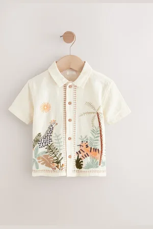 Next Short Sleeve Embroidered 100% Cotton Shirt (3mths-7yrs)6