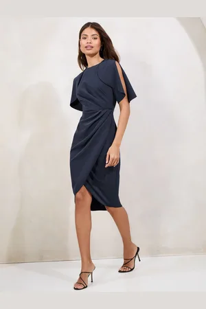 Lipsy London Cape Sleeve Gathered Side Midi Bodycon Dress34
