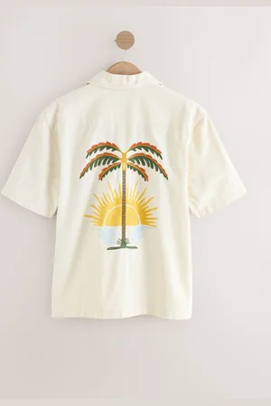 Next Overhemd met geborduurde palm en met korte mouwen van 100% katoen2X-Large
