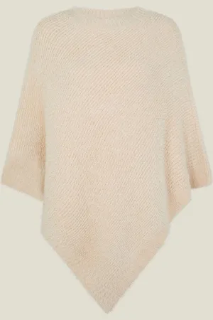 Accessorize Fuzzy Knit PonchoEén
