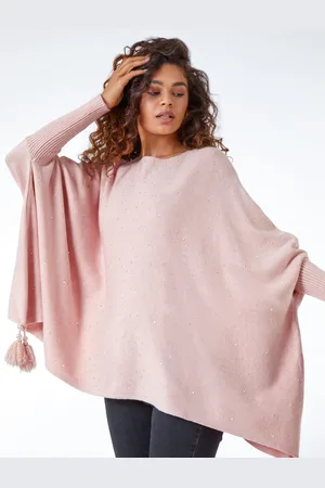 Roman Sparkle Embellished Tassel Ponchoeen