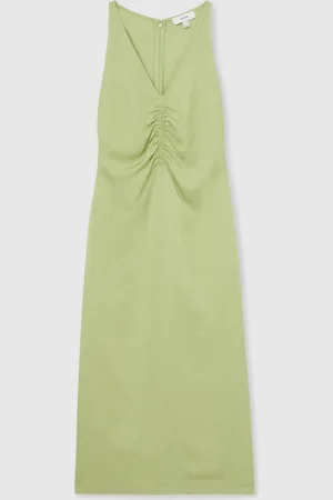 Reiss Pari mouwloze midi-jurk met rimpeleffect en linnen42