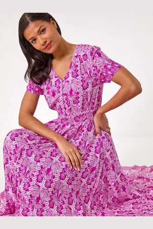 Roman Printed Shirred Waist Maxi Dress38