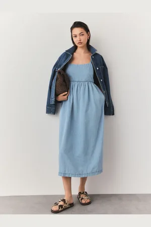 Next Denim midi-jurk met bandjes van 100% katoen46
