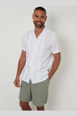 Threadbare Pleat Detail Linen Blend Short Sleeve Shirtxlarge