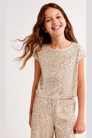 Abercrombie & Fitch Gold Sequin Occasion Sleeveless Cropped Top15