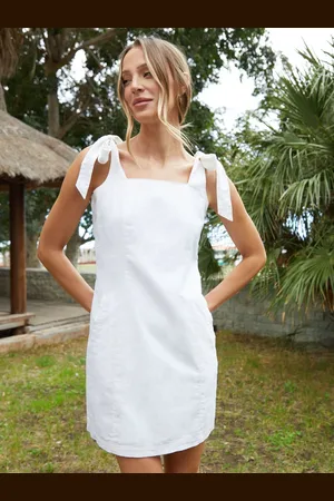Threadbare Tie Strap Linen Blend Mini Shift Dress42