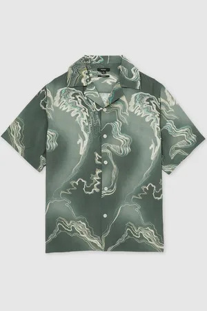 Reiss Marble Print Cuban-Collar Shirtlarge