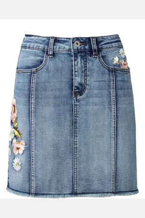Joe Browns Floral Print Embroidered Denim Skirt36