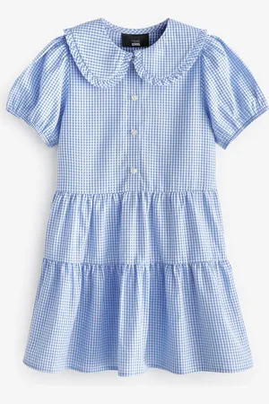 Next Jurk met mooie kraag, van katoenrijk naar school met gingham-ruit (3-14 jr)7 Jaar (122cm)