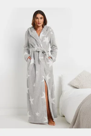 Long Tall Sally Lange badjas met capuchon, honingraatpatroon en sterrenprint38-40 Lang