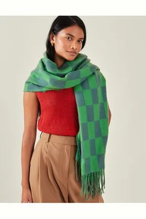 Accessorize Checkerboard Winter Tassel ScarfEén