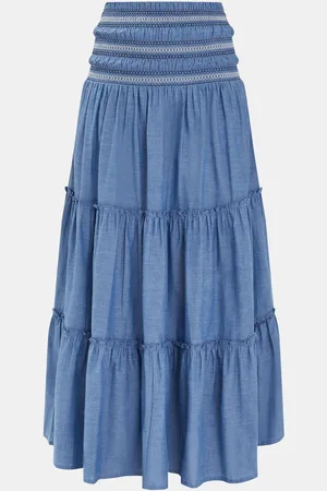 Accessorize Smock Tiered Maxi 100% Cotton Skirtlarge