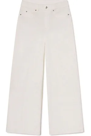 Spanx Crème cropped jeans met wijde pijpenLarge