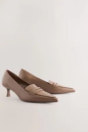 Next Forever Comfort Leather Point Kitten Loafer HeelsEU 39 (UK 6)