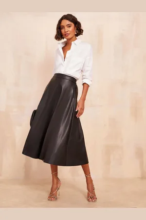 Friends Like These Faux Leather Full Hem Midi Skirt42
