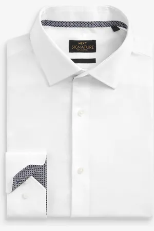 Next Signature Premium 100% Cotton Textured Long Sleeve Single Cuff Shirt51 cm L (UK 20 L)