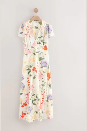 Next Maxi-jurk met fladdermouwen, V-hals en strikceintuurEU 40 (UK 12)