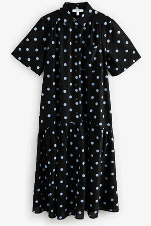 Next Short Sleeve Drop Waist 100% Cotton Maxi Shirt Dress40 Tall