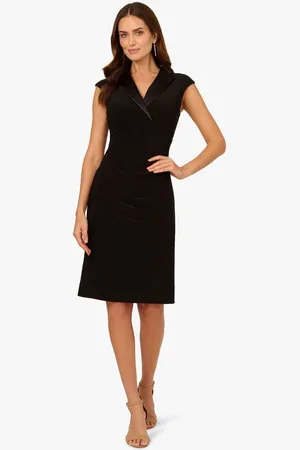 Adrianna Papell Jersey Tuxedo Black Dress38