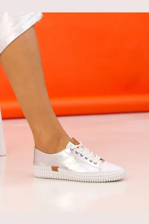 Lunar Silver Starlet II Plimsoll Leather Shoeseu41