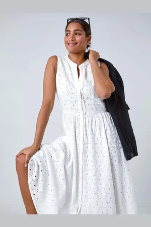 Roman Floral 100% Cotton Broderie Midi DressEU 38 (UK 10)
