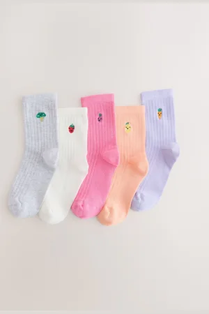 Next Cotton Rich Embroidered Ankle Socks 5 Pack0-2.5 Jnr