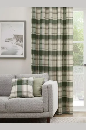 FUSION Balmoral Check Eyelet 100% Cotton Curtains168 x 183 cm