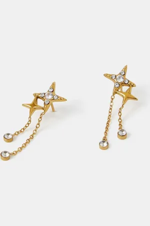 Accessorize 14ct Plated Sparkle Star Chain Earringseen