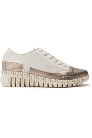 Moda In Pelle Shoon Grey Edrea Feature Wedges Sole Lace-Up Leather Trainerseu41
