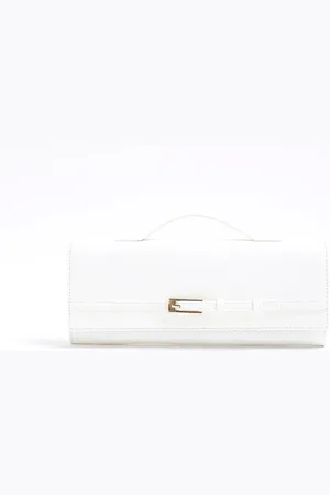 River Island Faux Leather Woven Clutch Bageen