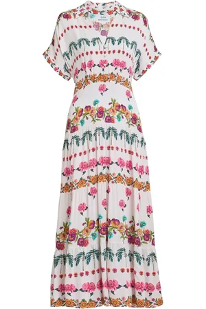 Gina Bacconi Sasha Floral Print White Shirt DressLarge