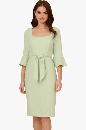 Adrianna Papell Green Bell Sleeve Tie Front Dress42